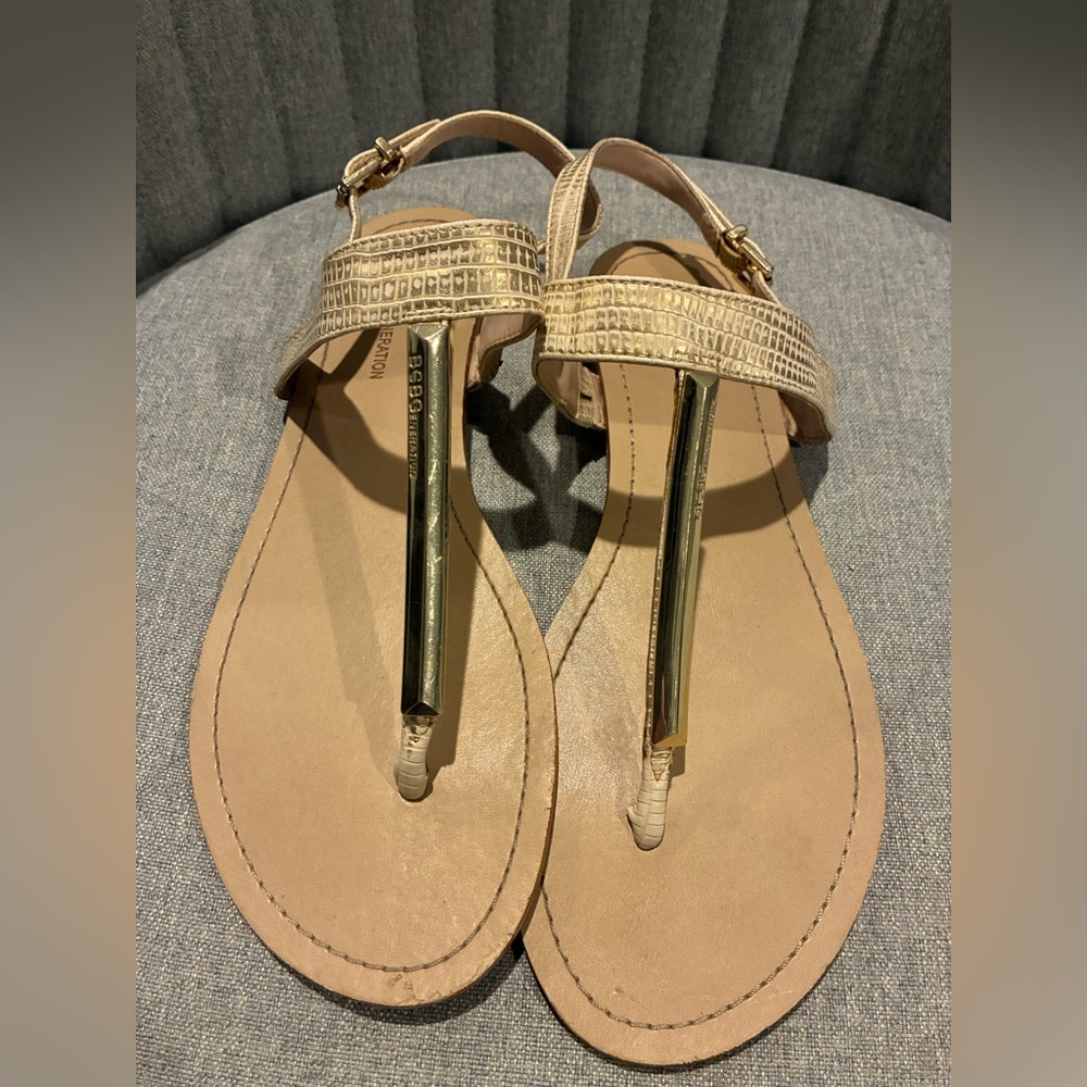 BCBG gold sandals size 9